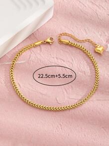 1入組極簡風格優雅不銹鋼鏈條心形吊墜腳錬女孩時尚派對裝飾用品適用於流行2023 - 金黃色 - 查看 4