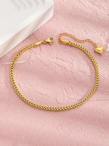 1入組極簡風格優雅不銹鋼鏈條心形吊墜腳錬女孩時尚派對裝飾用品適用於流行2023 - 金黃色 - 查看 1