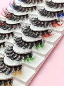 Pestañas de colores Pestañas de visón sintético esponjosas Extremo rosa 8D Pestañas tenues dramáticas C Curl 5 colores Pestañas postizas mixtas Ojo (Rosa Naranja Amarillo Verde Azul),pestañas pestans extensiones de pestañas, pestañas de fiesta - Azul - Ver 6
