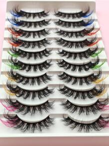 Pestañas de colores Pestañas de visón sintético esponjosas Extremo rosa 8D Pestañas tenues dramáticas C Curl 5 colores Pestañas postizas mixtas Ojo (Rosa Naranja Amarillo Verde Azul),pestañas pestans extensiones de pestañas, pestañas de fiesta - Azul - Ver 2