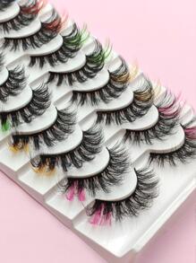 Pestañas de colores Pestañas de visón sintético esponjosas Extremo rosa 8D Pestañas tenues dramáticas C Curl 5 colores Pestañas postizas mixtas Ojo (Rosa Naranja Amarillo Verde Azul),pestañas pestans extensiones de pestañas, pestañas de fiesta - Azul - Ver 8