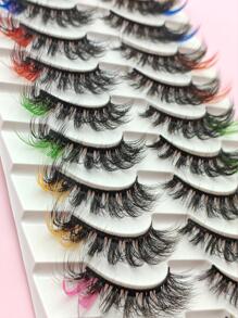 Pestañas de colores Pestañas de visón sintético esponjosas Extremo rosa 8D Pestañas tenues dramáticas C Curl 5 colores Pestañas postizas mixtas Ojo (Rosa Naranja Amarillo Verde Azul),pestañas pestans extensiones de pestañas, pestañas de fiesta - Azul - Ver 5