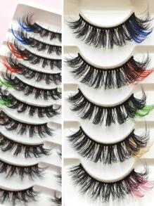 Pestañas de colores Pestañas de visón sintético esponjosas Extremo rosa 8D Pestañas tenues dramáticas C Curl 5 colores Pestañas postizas mixtas Ojo (Rosa Naranja Amarillo Verde Azul),pestañas pestans extensiones de pestañas, pestañas de fiesta - Azul - Ver 3