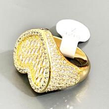 女式心形戒指手指爪鑲微密釘真銅嘻哈首飾 - 金色 - 查看 1