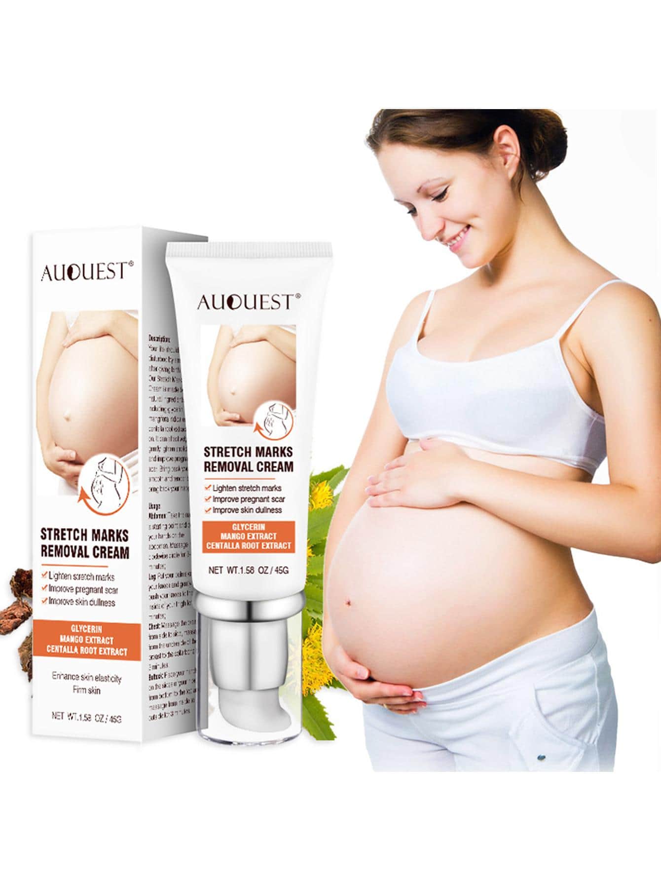 AuQuest 妊娠紋霜，產後修復霜快速吸收妊娠紋修復霜適合孕婦有妊娠紋和肥胖紋淡化疤痕