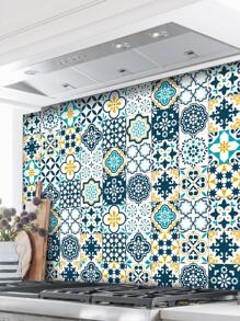 SUPSTICKER 1卷PVC廚房貼紙，現代主義幾何圖案廚房防水牆面翻新貼紙 - 彩色 - 查看 5