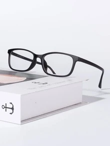 Hombres Gafas ligero rectángulo negro - Negro - Ver 4