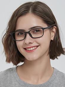 Hombres Gafas ligero rectángulo negro - Negro - Ver 3