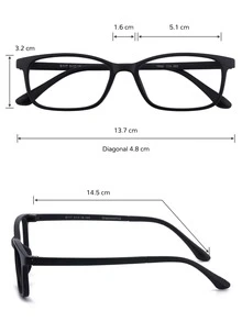 Hombres Gafas ligero rectángulo negro - Negro - Ver 6