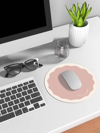 1pc Slogan Graphic PU Leather Mouse Pad