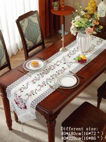 100% 涤纶闪亮金属面料精致水溶性刺绣镂空蕾丝流苏刺绣桌布，情人节厨房餐桌旗，家居装饰，室内室外，派对婚礼，尺寸：1 件桌旗 - 彩色 - 查看 3