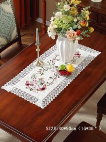 100% 涤纶闪亮金属面料精致水溶性刺绣镂空蕾丝流苏刺绣桌布，情人节厨房餐桌旗，家居装饰，室内室外，派对婚礼，尺寸：1 件桌旗 - 彩色 - 查看 7