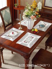 100% 涤纶闪亮金属面料精致水溶性刺绣镂空蕾丝流苏刺绣桌布，情人节厨房餐桌旗，家居装饰，室内室外，派对婚礼，尺寸：1 件桌旗 - 彩色 - 查看 8