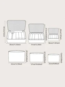 6 piezas/set Organizador de maquillaje poliéster de viaje aseo moderno con estampado de letra rosado portátil para viajar - Rosa - Ver 4