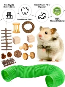 15pcs Wooden Hamster Toy Set For Small Animal For Play - Multicolor - View 2