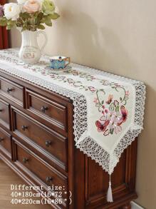 100% 涤纶闪亮金属面料精致水溶性刺绣镂空蕾丝流苏刺绣桌布，情人节厨房餐桌旗，家居装饰，室内室外，派对婚礼，尺寸：1 件桌旗 - 彩色 - 查看 5