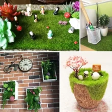 1pc Plastic Artificial Lawn, Cottagecore Fake Lawn For Home Decoration And Party - Green - View 6