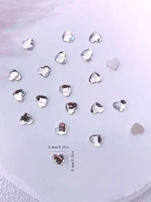 3D Thiết Kế Hình Trái Tim Trang Trí Móng Tay, 20 Chiếc Pha Lê Thủy Tinh Hình Tình Yêu Móng Tay Nghệ Thuật Quyến Rũ Lưng Phẳng Kim Cương Giả Làm Móng Tay Trang Trí - Trong sáng - Xem 2