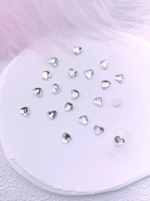 3D Thiết Kế Hình Trái Tim Trang Trí Móng Tay, 20 Chiếc Pha Lê Thủy Tinh Hình Tình Yêu Móng Tay Nghệ Thuật Quyến Rũ Lưng Phẳng Kim Cương Giả Làm Móng Tay Trang Trí - Trong sáng - Xem 1
