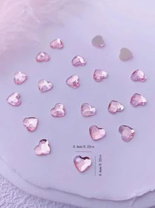 1bag 20pcs Flat Bottom Heart Diamond Nail Decoration For Nail Art - Pink - View 2