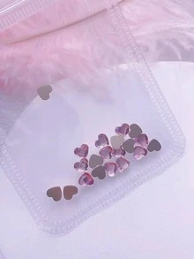 1bag 20pcs Flat Bottom Heart Diamond Nail Decoration For Nail Art - Pink - View 3