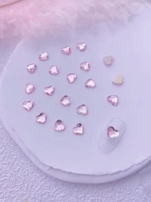1bag 20pcs Flat Bottom Heart Diamond Nail Decoration For Nail Art - Pink - View 1