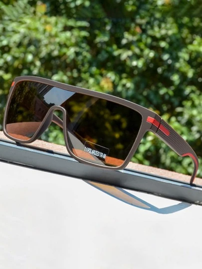 1pair Men Tinted Lens Flat Top Fashion Glasses For Daily Life Street Beach Accessories Glasses Shades Looks Street Style And Suit For Sweater Jacket Sweatshirt Hoodie Leather Pants And Cargo Pants For Summer Beach Vacation,Outdoor,Travel