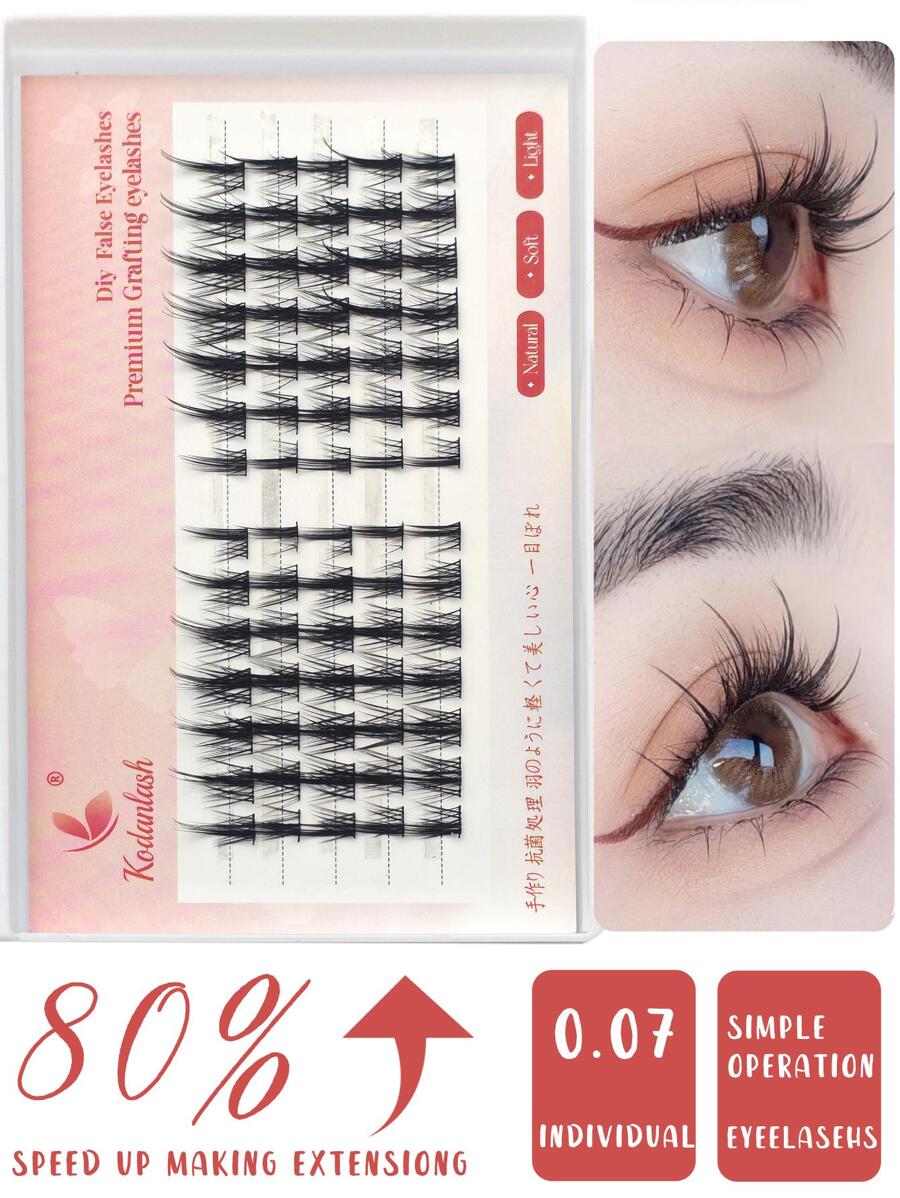 Manga Lash Kit De Extensión De Pestañas Individuales Y Grupales De Aspecto Natural, Grupo De Pestañas 3d Cosplay Eyelash - Negro - Ver 1