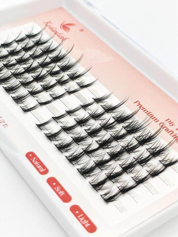Manga Lash Kit De Extensión De Pestañas Individuales Y Grupales De Aspecto Natural, Grupo De Pestañas 3d Cosplay Eyelash - Negro - Añade 4