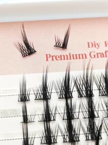 Manga Lash Kit De Extensión De Pestañas Individuales Y Grupales De Aspecto Natural, Grupo De Pestañas 3d Cosplay Eyelash - Negro - Ver 9