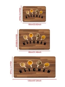 1入組調味料和字母圖形防滑廚房地毯，廚房用滌綸廚房墊 - 彩色 - 查看 7