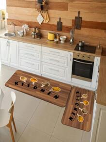 1入組調味料和字母圖形防滑廚房地毯，廚房用滌綸廚房墊 - 彩色 - 查看 3