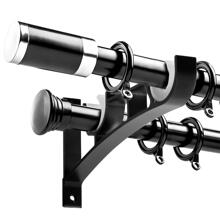 2 Pcs Curtain Rod Brackets Set Double Curtain Rod Holder Hooks Heavy Duty Curtain Pole Bracket Holders Metal Curtain Rod Support with Screw for Curtain Poles Wall Clothes Rod Black, Hold Up to 50kg - Black - View 4