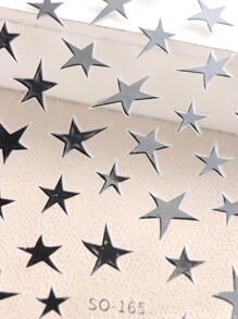 FULL BEAUTY 2 piezas Calcomanías decorativas de uñas en forma de estrella asimétrica de color plateado metálico, DIY