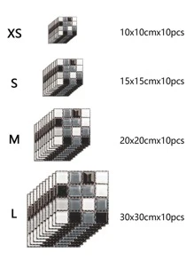 10 piezas/set Papel mural PVC muro azulejo moderno mosaico patrón para casa - Multicolor - Ver 2