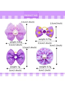 12pcs Bow Decor Pet Hair Tie - Purple - View 2