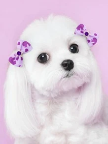 12pcs Bow Decor Pet Hair Tie - Purple - View 4