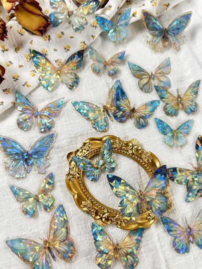 20pcs Butterfly Pattern Assorted Sticker, Multi-Purpose Decorative Sticker For DIY Craft, Hand Account Decoration Back To School