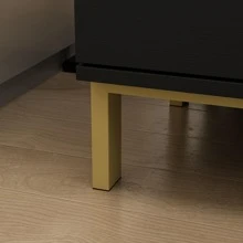 ECACAD Modern Nightstand With 2 Storage Drawers & Gold Metal Legs, Minimalist And Versatile Bedside Table Sofa End Side Table (19.7" L X 15.7" W X 17.9" H) - 黑色 - 查看 8