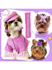 12pcs Bow Decor Pet Hair Tie - Purple - View 6