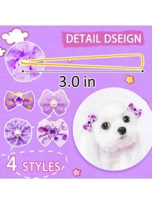 12pcs Bow Decor Pet Hair Tie - Purple - View 9