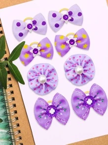 12pcs Bow Decor Pet Hair Tie - Purple - View 5