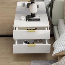 ECACAD Modern Nightstand With 2 Storage Drawers & Gold Metal Legs, Minimalist And Versatile Bedside Table Sofa End Side Table (19.7" L X 15.7" W X 17.9" H) - 白色 - 查看 2