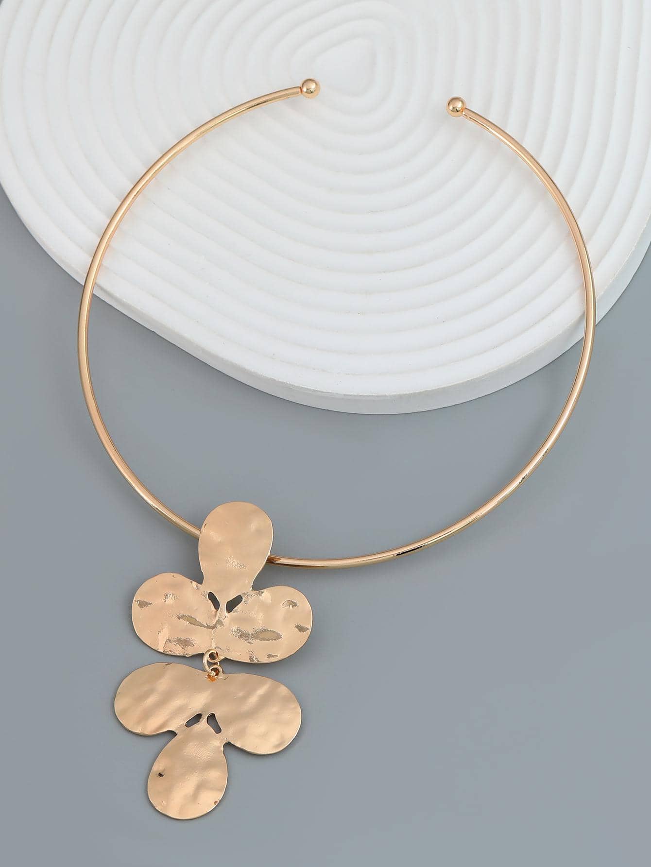 1入組時尚幾何吊墜開口頸鏈適合女士日常裝飾 - 彩色 - 查看 1