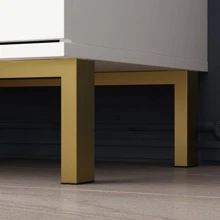 ECACAD Modern Nightstand With 2 Storage Drawers & Gold Metal Legs, Minimalist And Versatile Bedside Table Sofa End Side Table (19.7" L X 15.7" W X 17.9" H) - 白色 - 查看 8