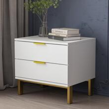 ECACAD Modern Nightstand With 2 Storage Drawers & Gold Metal Legs, Minimalist And Versatile Bedside Table Sofa End Side Table (19.7" L X 15.7" W X 17.9" H) - 白色 - 查看 4