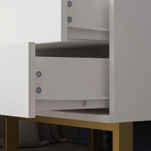 ECACAD Modern Nightstand With 2 Storage Drawers & Gold Metal Legs, Minimalist And Versatile Bedside Table Sofa End Side Table (19.7" L X 15.7" W X 17.9" H) - 白色 - 查看 7