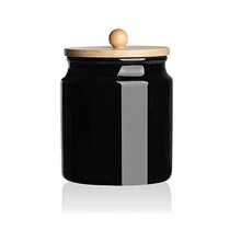 SWEEJAR Ceramic Kitchen Canisters, 28 FLOZ Porcelain Food Storage Jar with Airtight Seal Wooden Lid, Home Container Serving for Coffee Beans, Tea-leave, Sugar, Salt and More, Tool Bucket - 黑色 - 查看 1