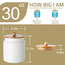 SWEEJAR Ceramic Kitchen Canisters, 28 FLOZ Porcelain Food Storage Jar with Airtight Seal Wooden Lid, Home Container Serving for Coffee Beans, Tea-leave, Sugar, Salt and More, Tool Bucket - 黑色 - 查看 3
