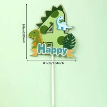 1 件纸质蛋糕顶部装饰，卡通恐龙设计蛋糕装饰，适合派对、圣诞节 - 綠色 - 查看 9